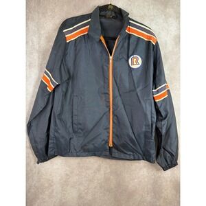 VTG 70s Swingster Windbreaker Jacket Men Medium Navy Blue Roadway Racing Stripe